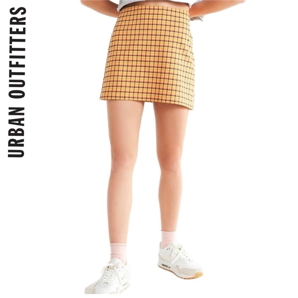 Urban Outfitters Yellow plaid skirt size small​